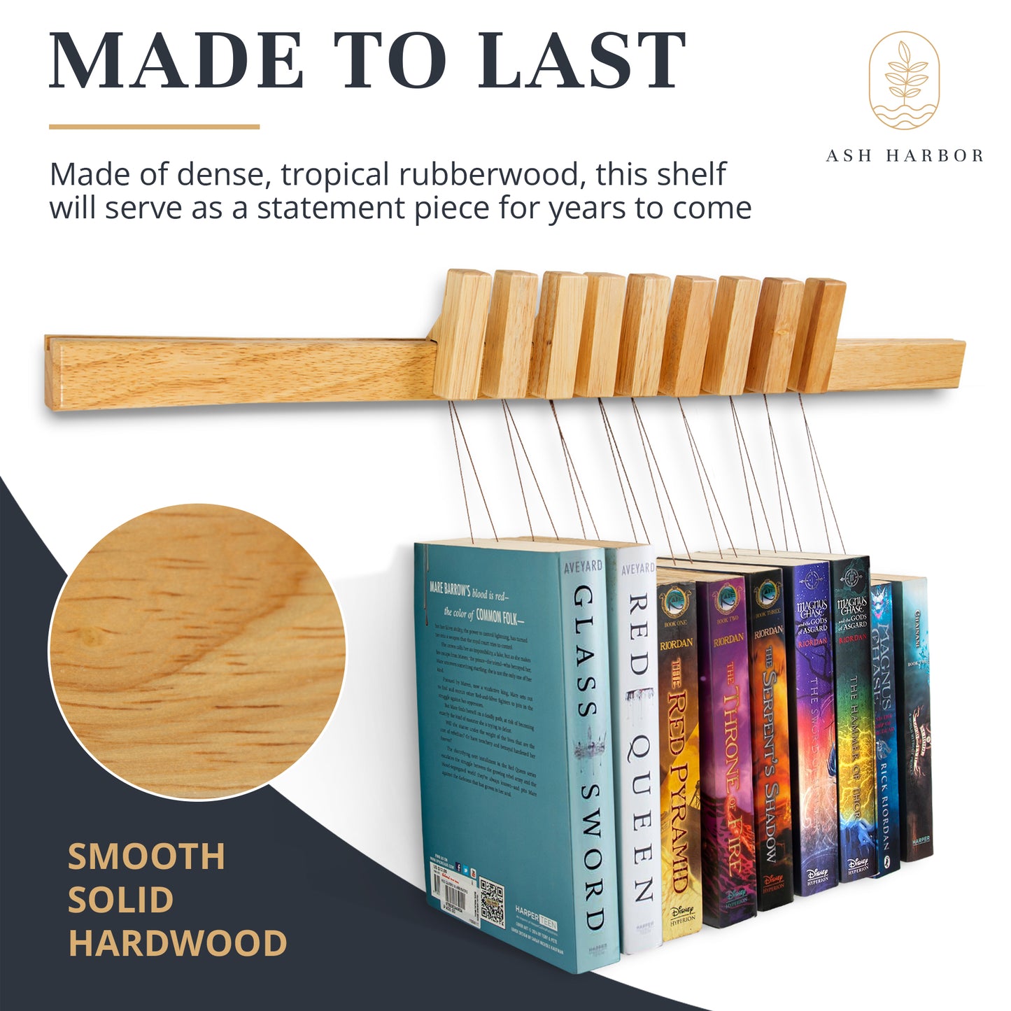 Hanging Book Shelf Rail System - Natural Finish