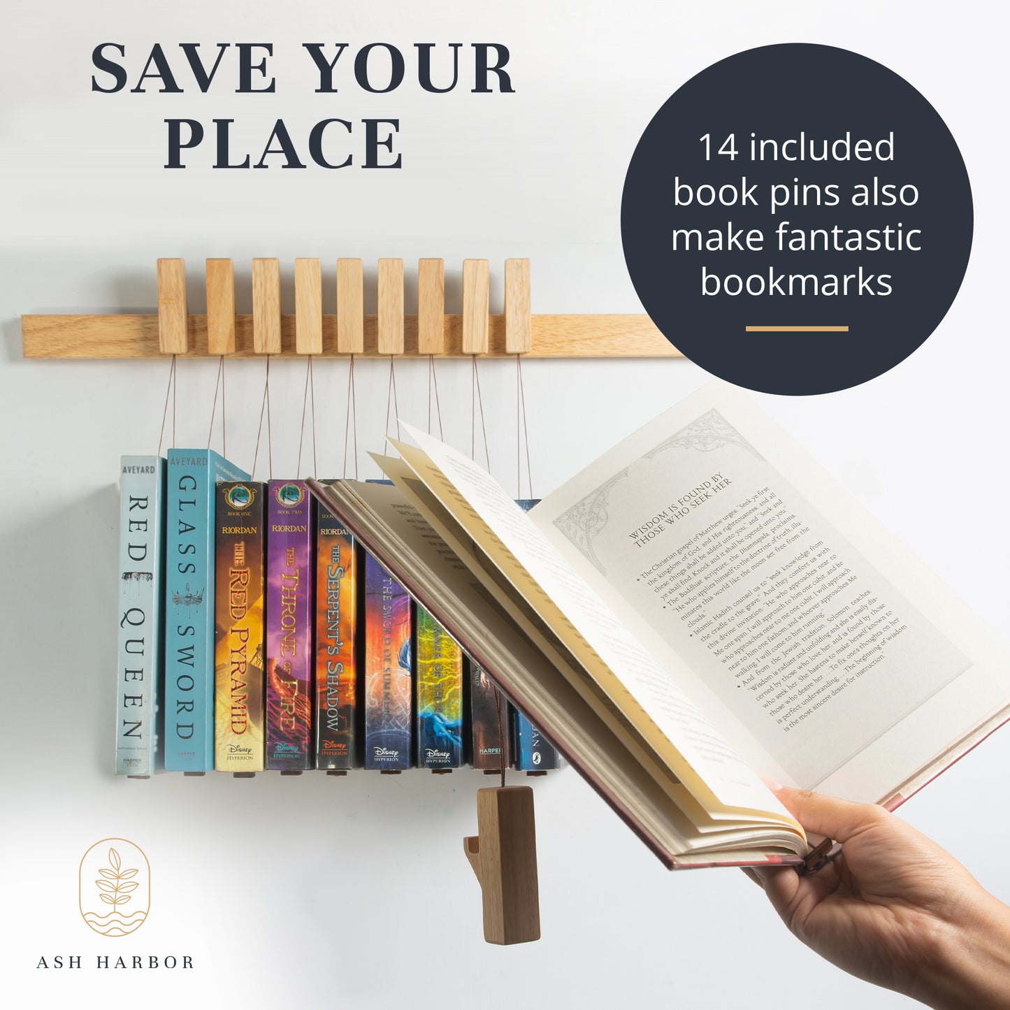 Hanging Book Shelf Rail System - Natural Finish