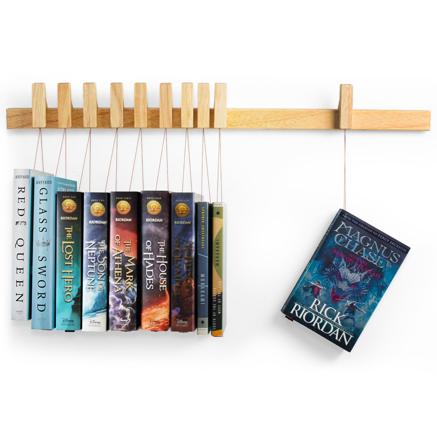 Hanging Book Shelf Rail System - Natural Finish