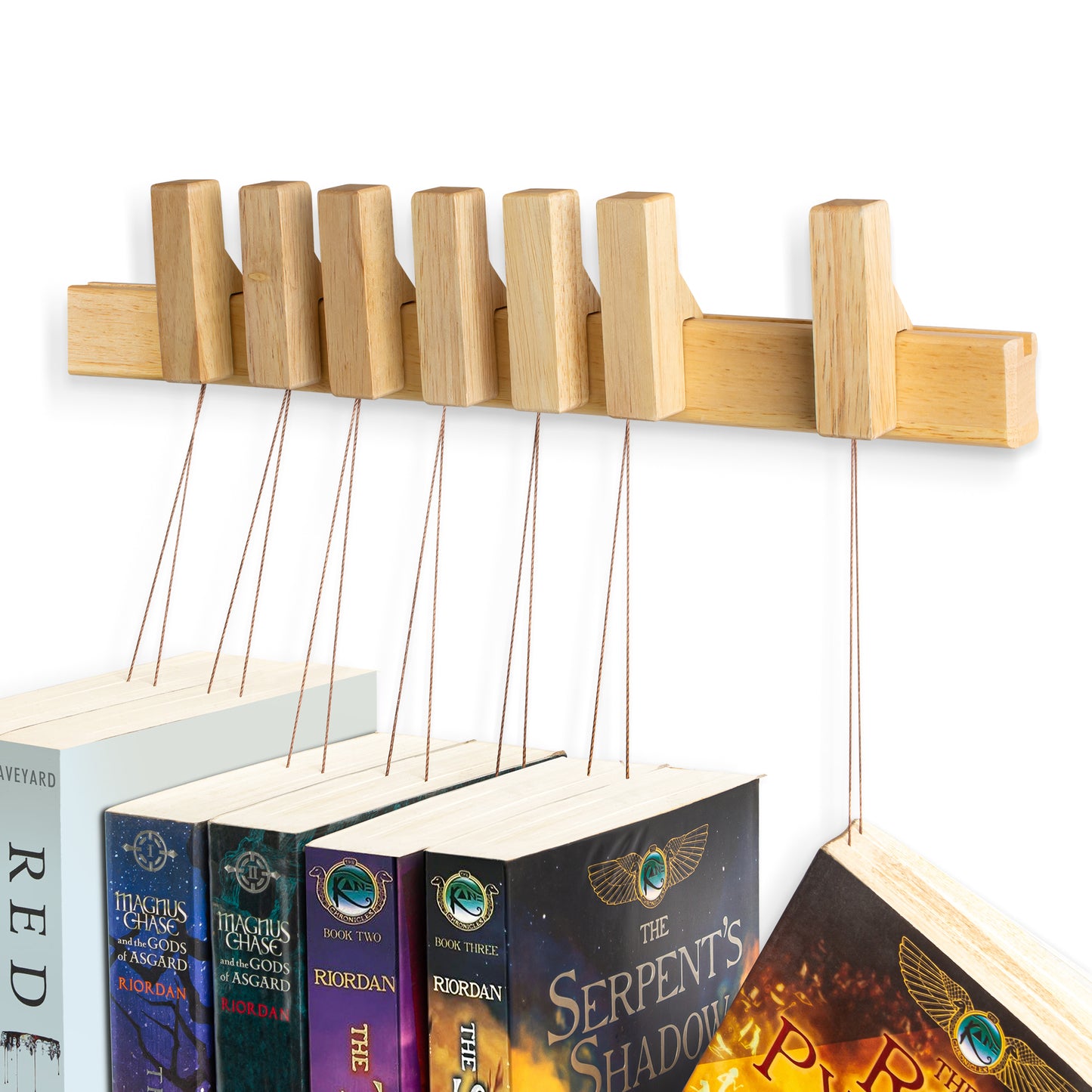 Hanging Book Shelf Rail System - Natural Finish